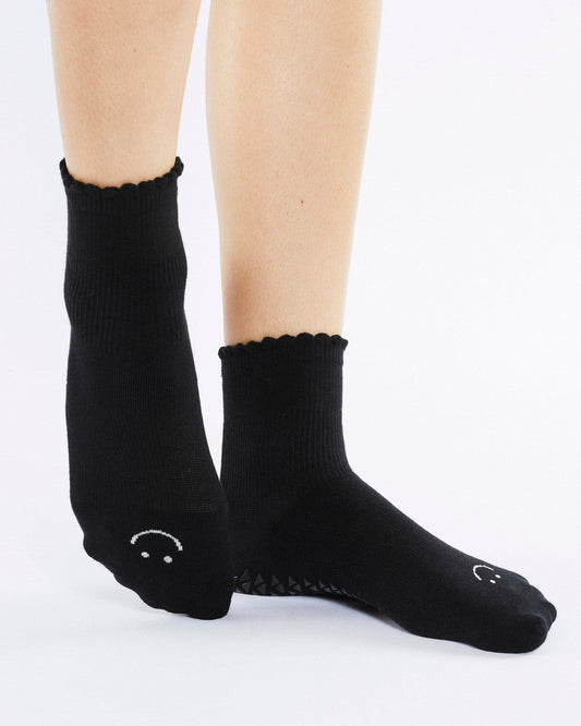 Women's Happy Ankle Grip Sock: Black M/L