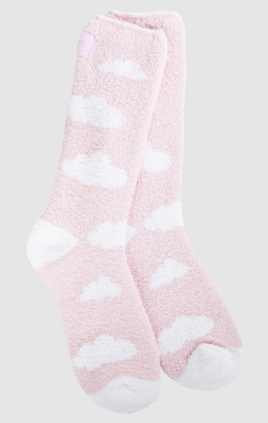 Cozy Cloud Socks-Pink Clouds